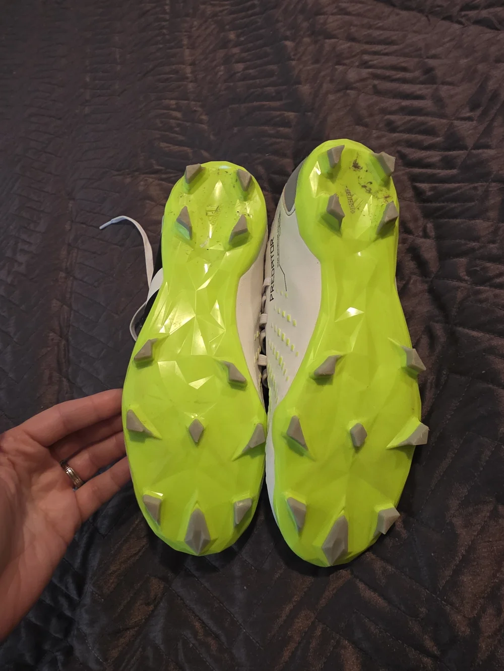 adidas Predator White Gray Neon Green Men's Soccer Cleats
